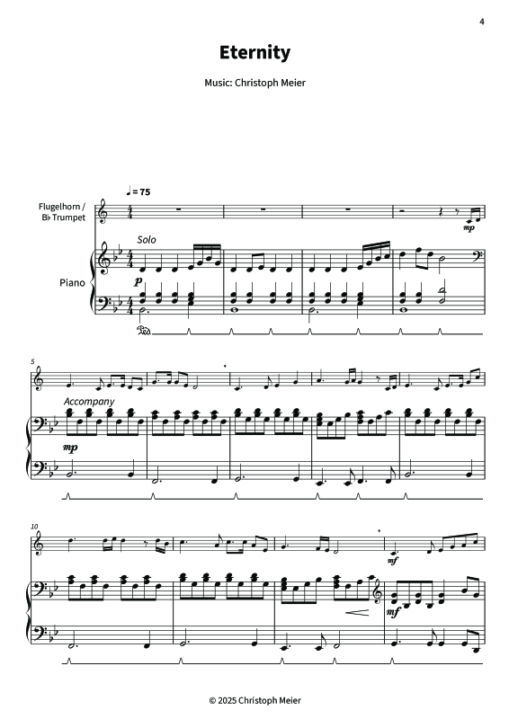 gallery: Eternity, , Flügelhorn/Trompete in B und Klavier
