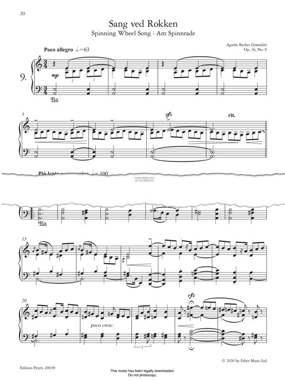 Produktgalerie: Seite 1 von 1 Sang ved Rokken (Spinning Wheel Song No.9 from 'Fantasiestücke  Op. 36'), Agathe Backer Grøndahl, Klavier