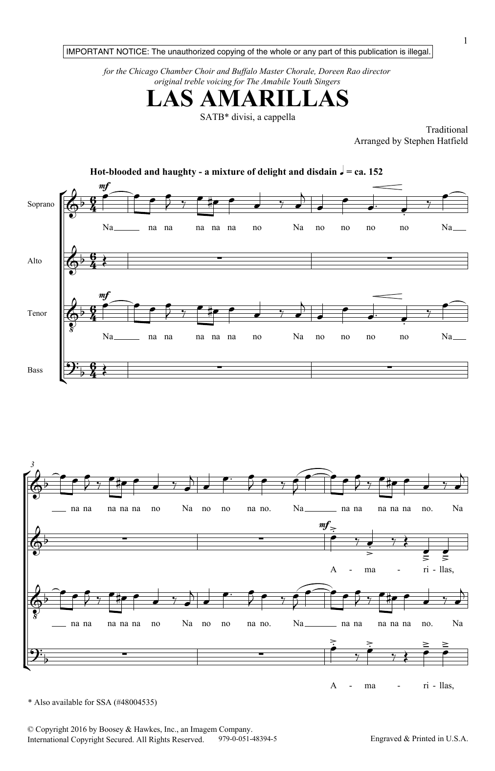 Produktgalerie: Seite 1 von 1 Las Amarillas, Stephen Hatfield, Chor