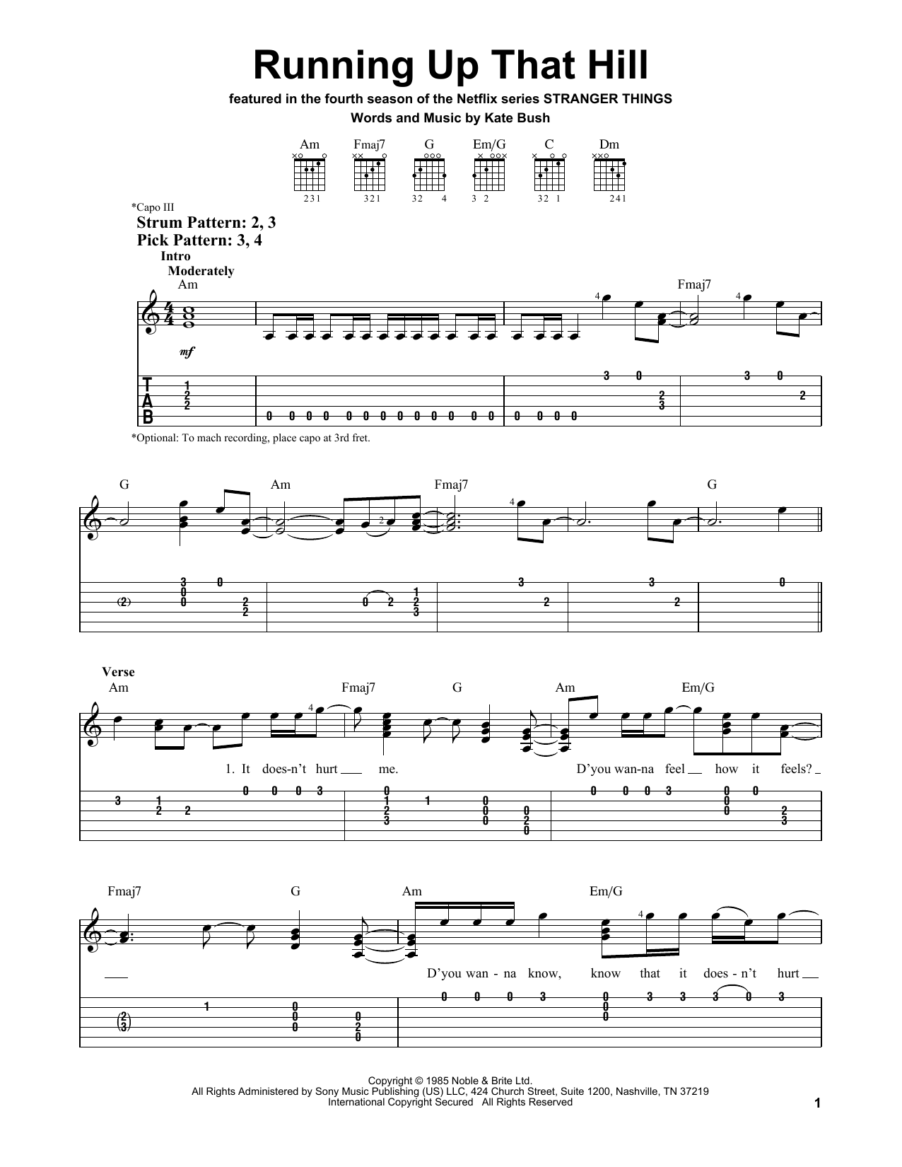 Produktgalerie: Seite 1 von 1 Running Up That Hill, Kate Bush, Gitarre