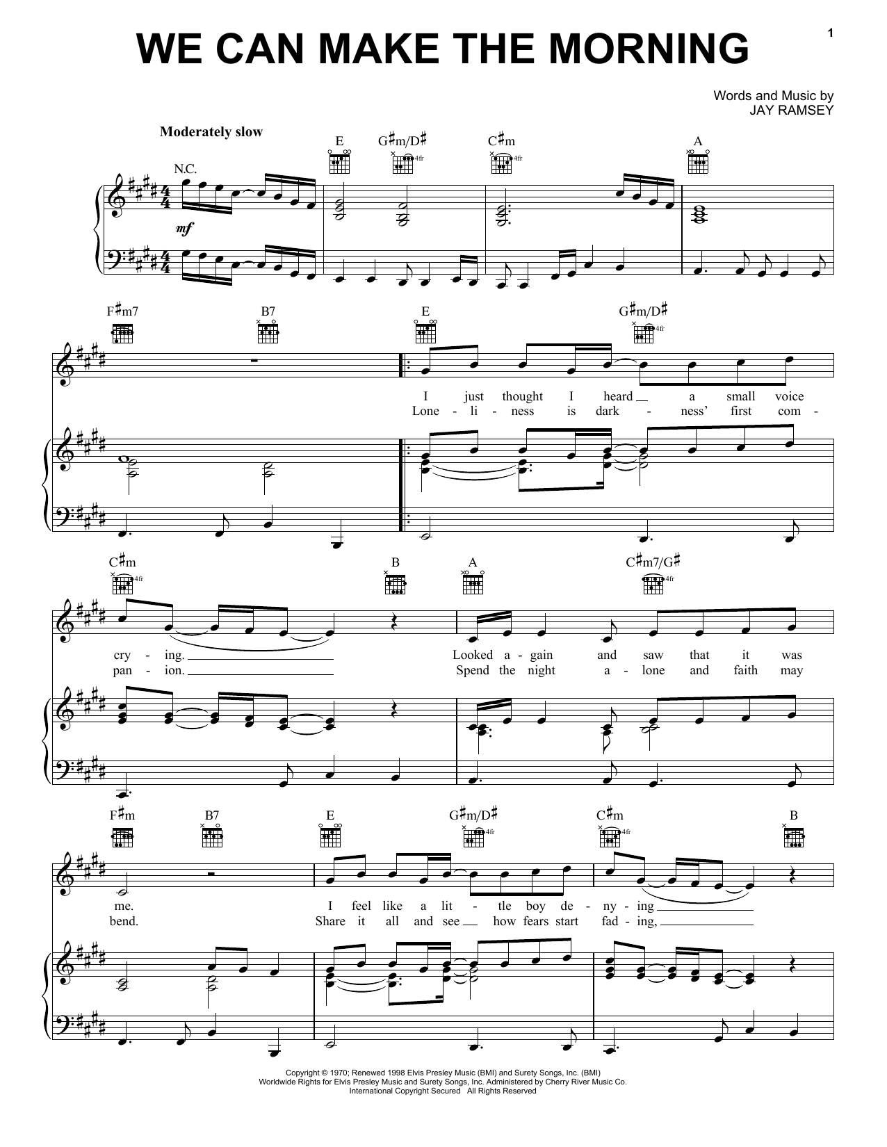 Produktgalerie: Seite 1 von 1 We Can Make The Morning, Elvis Presley, Gesang, Gitarre, Klavier