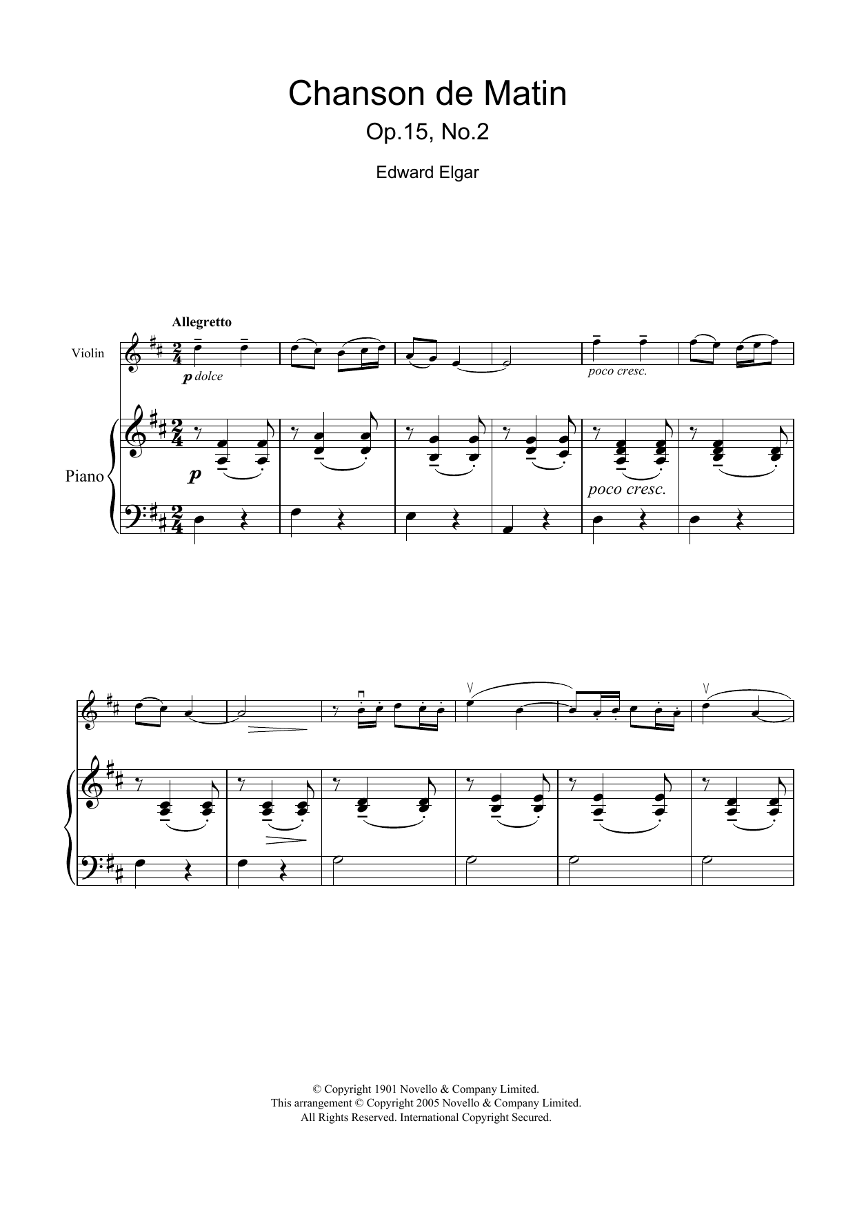 Product gallery: Page 1 of 1 Chanson De Matin Opus 15, No. 2, Edward Elgar