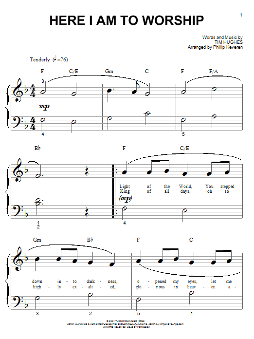 Produktgalerie: Seite 1 von 1 Here I Am To Worship (arr. Phillip Keveren), Tim Hughes, Klavier