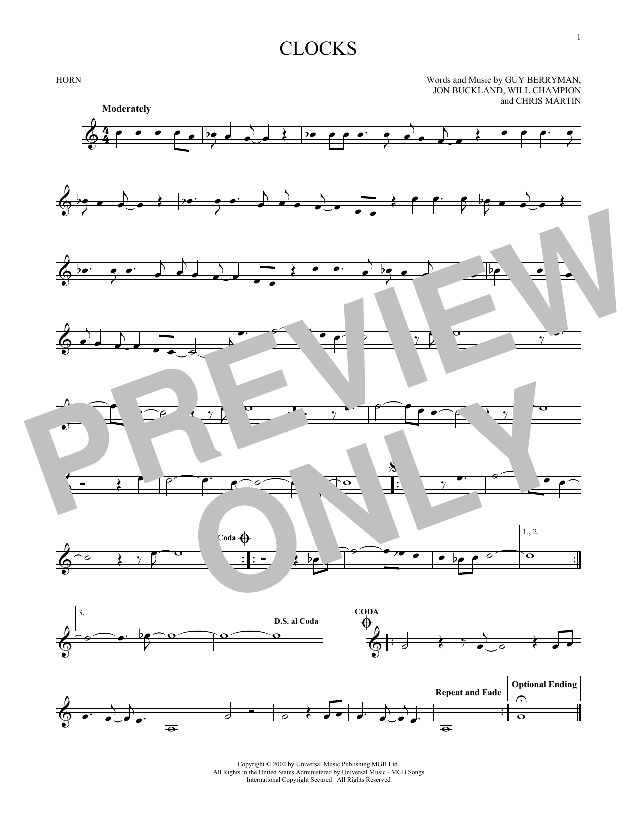 Product gallery: Page 1 of 1 Clocks, Coldplay