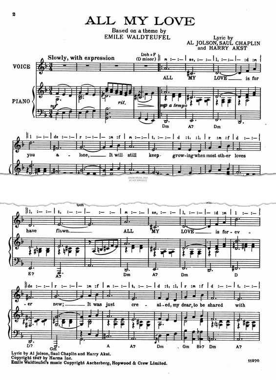 Produktgalerie: Seite 1 von 1 All My Love, Emile Waldteufel, Gesang, Klavier