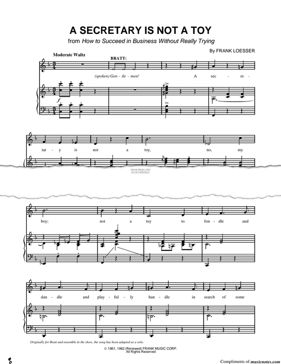 Produktgalerie: Seite 1 von 1 A Secretary Is Not A Toy, Frank Loesser, Gesang, Klavier