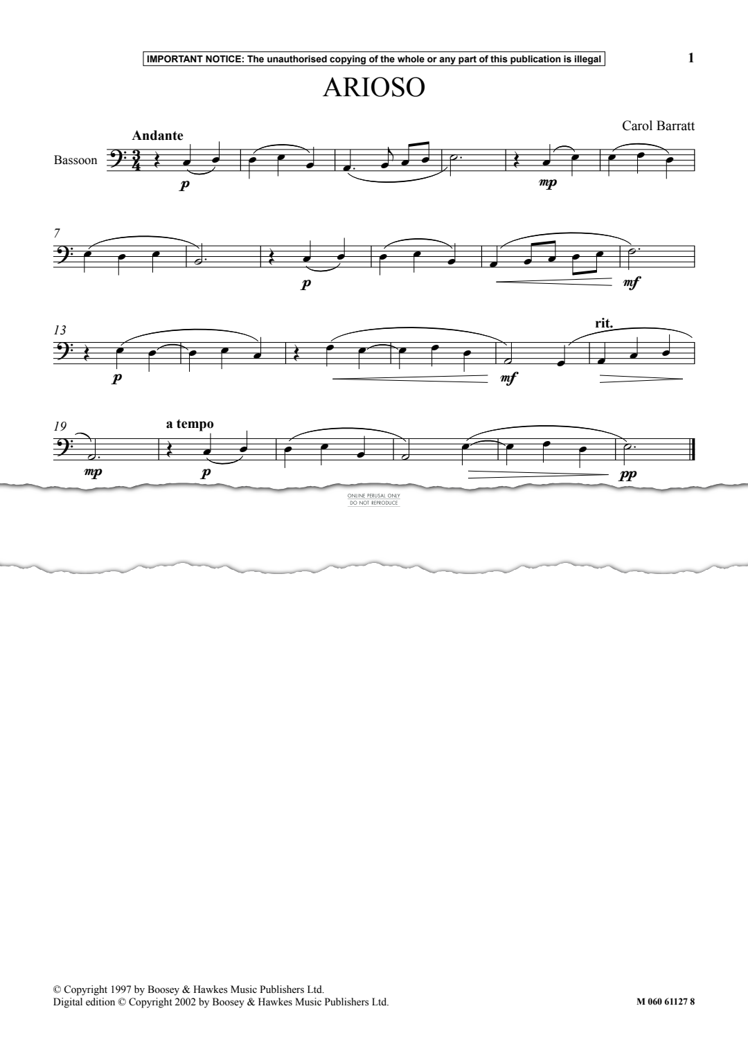 Produktgalerie: Seite 1 von 1 Arioso, Carol Barratt, Fagott, Klavier