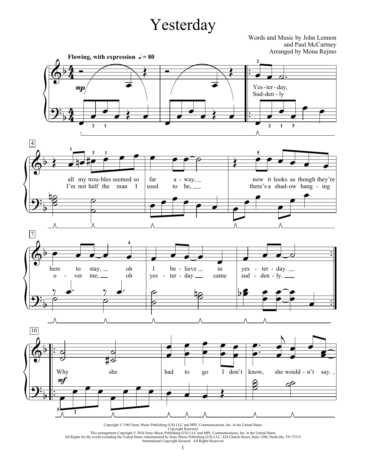 Produktgalerie: Seite 1 von 1 Yesterday, The Beatles, Klavier