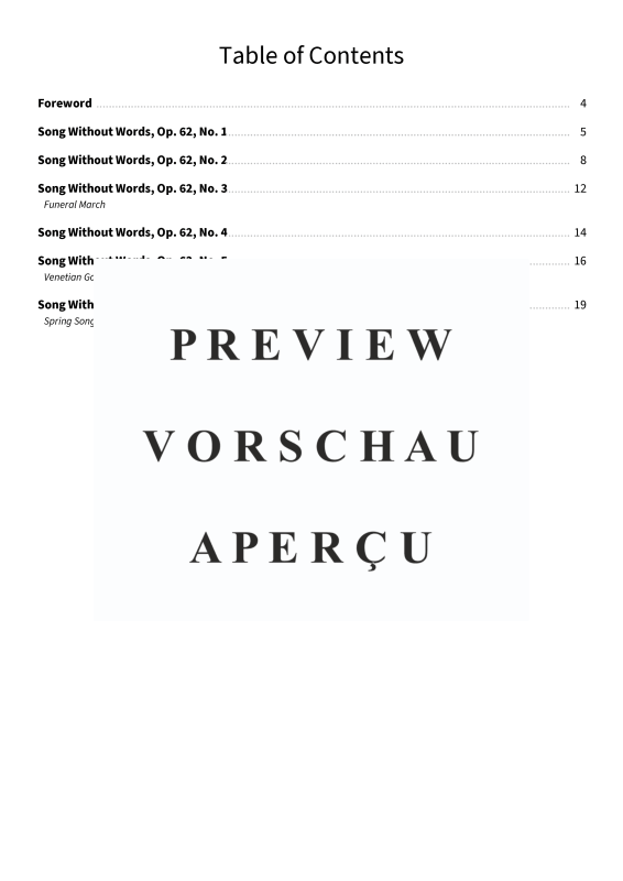 Produktgalerie: Seite 5 von 11 Songs Without Words Op. 62, , Klavier Solo