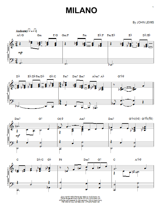 Product gallery: Page 1 of 1 Milano (arr. Brent Edstrom), Modern Jazz Quartet