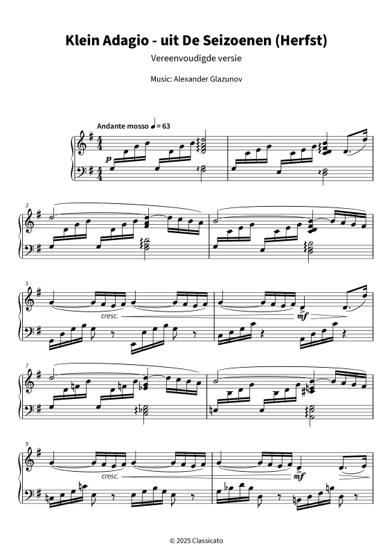 Product gallery: Page 1 of 6 Klein Adagio - Vereenvoudigde versie, , Piano Solo