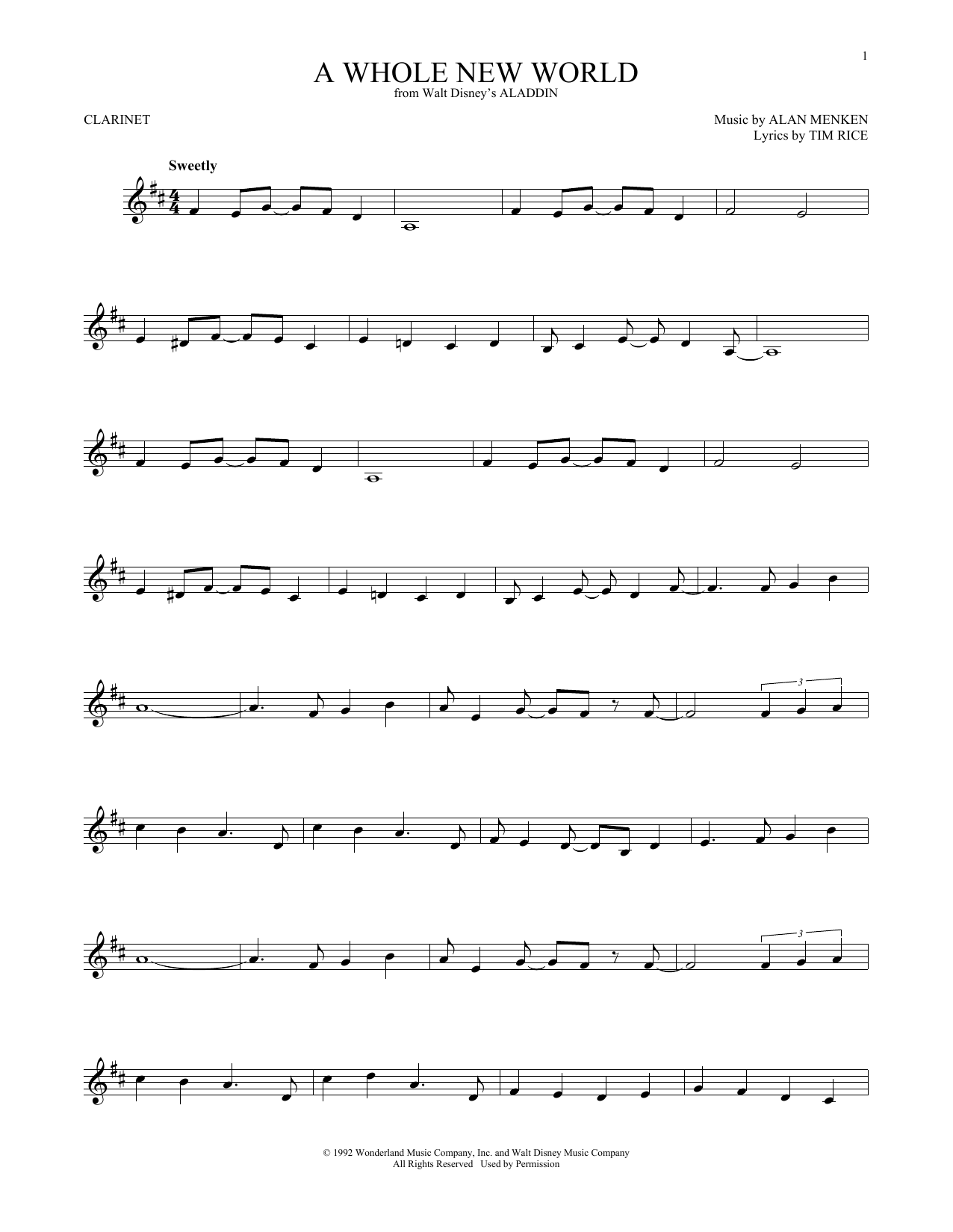 Product gallery: Page 1 of 1 A Whole New World (from Aladdin), Alan Menken & Tim Rice