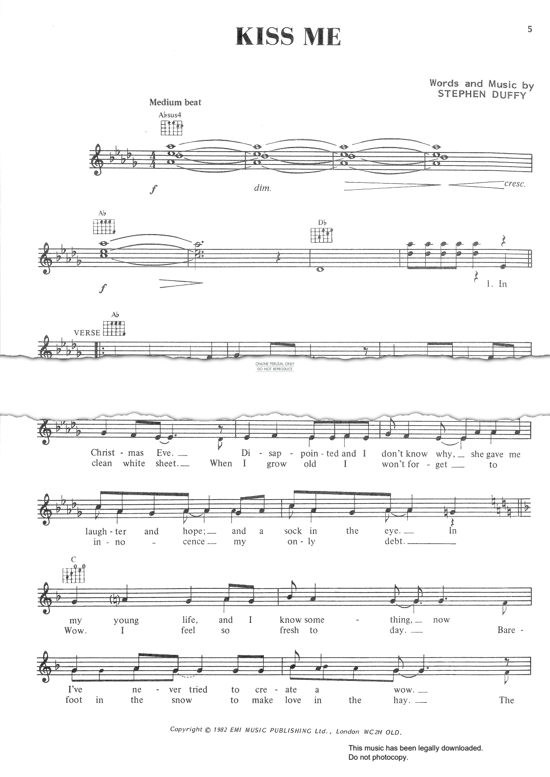 Product gallery: Page 1 of 1 Kiss Me, Stephen Duffy