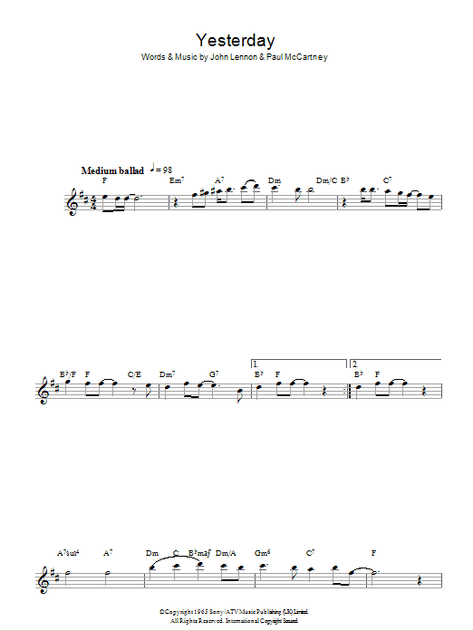 Produktgalerie: Seite 1 von 1 Yesterday, The Beatles, Melodieinstrument