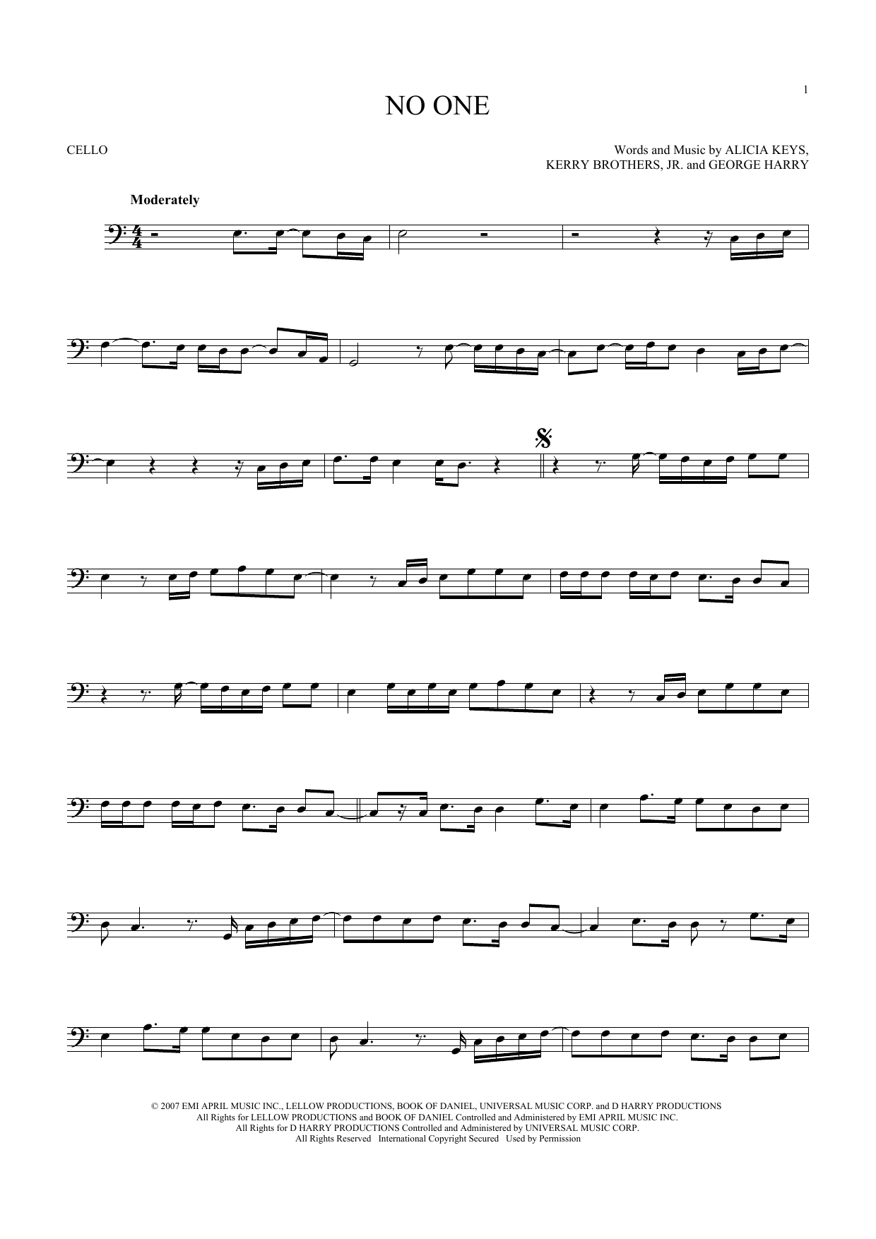 Produktgalerie: Seite 1 von 1 No One, Alicia Keys, Violoncello