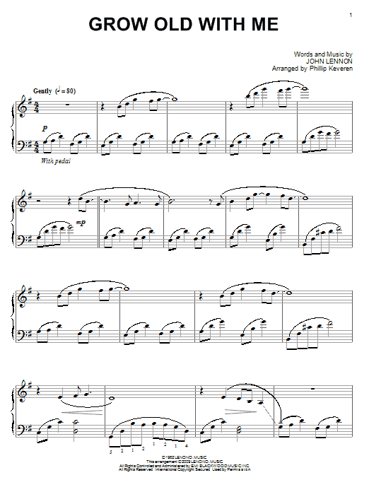Product gallery: Page 1 of 1 Grow Old With Me (arr. Phillip Keveren), John Lennon