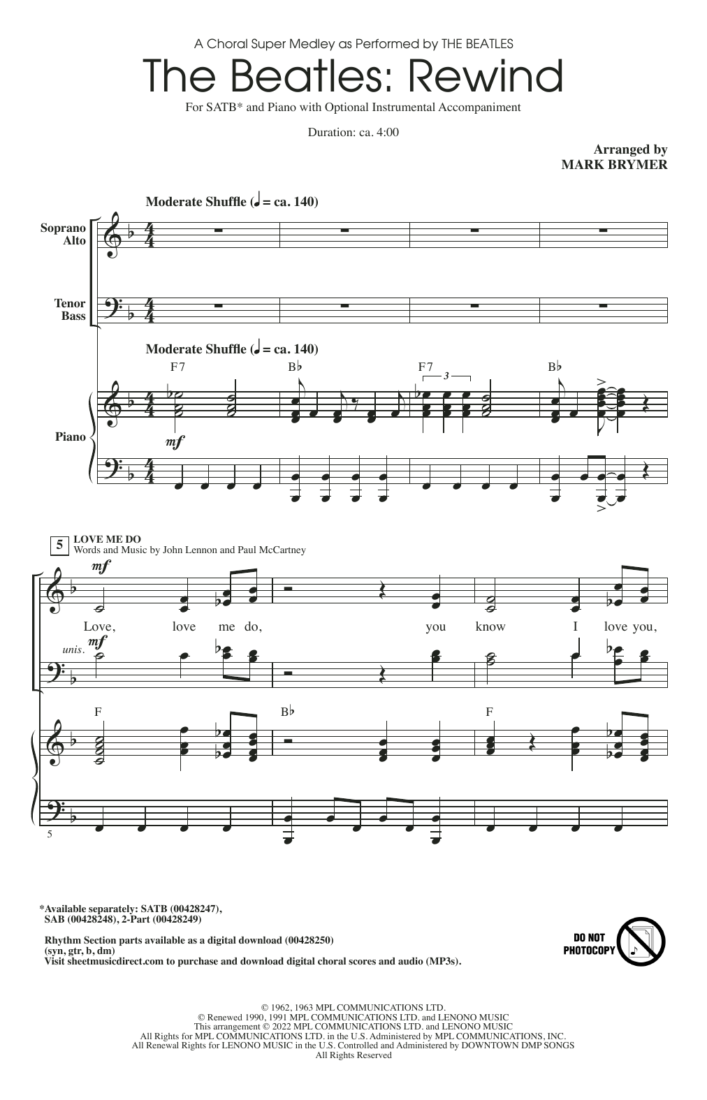 Product picture to: The Beatles: Rewind (Medley) (arr. Mark Brymer)