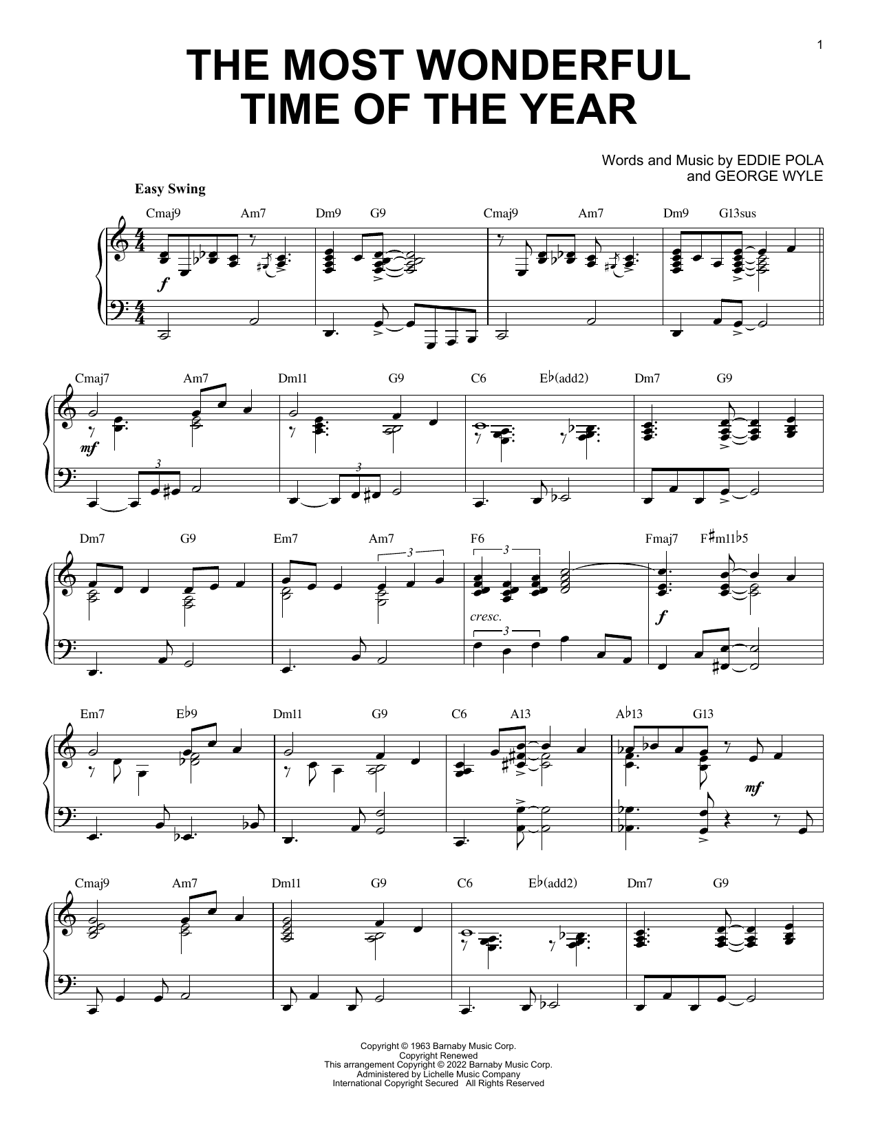 Product gallery: Page 1 of 1 The Most Wonderful Time Of The Year [Jazz version] (arr. Brent Edstrom), Andy Williams