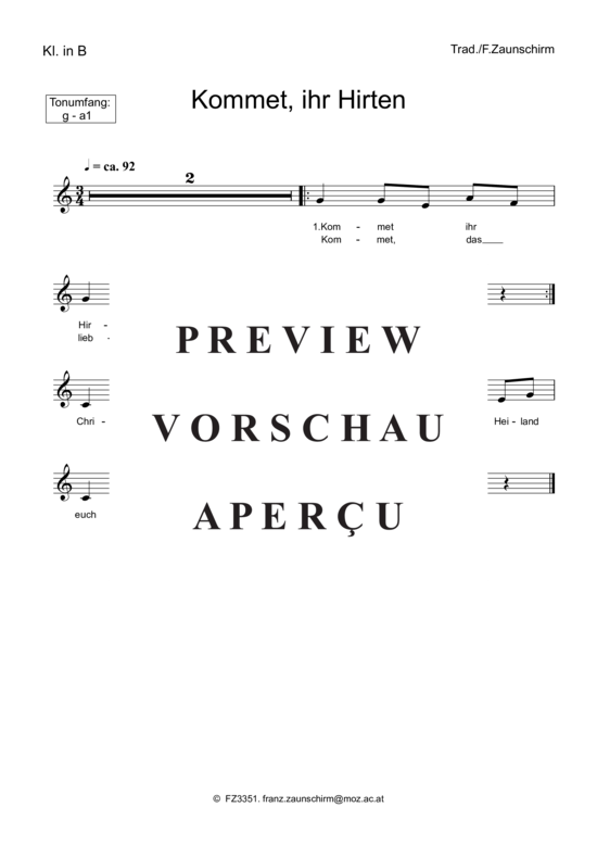 Product gallery: Page 4 of 5 Kommet ihr Hirten , , (clarinet in Bb + piano)