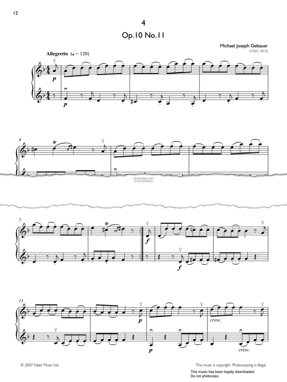 Product gallery: Page 1 of 1 Allegretto Op.10, No.11, Michael Joseph Gebauer