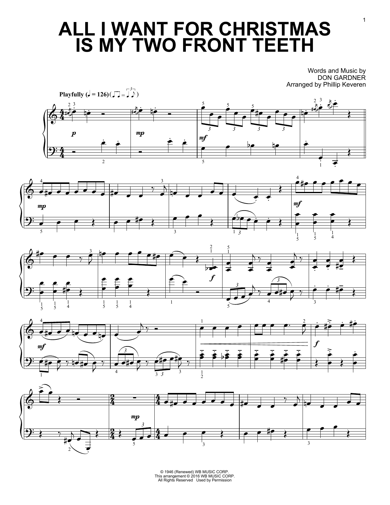 Product gallery: Page 1 of 1 All I Want For Christmas Is My Two Front Teeth (arr. Phillip Keveren), Don Gardner