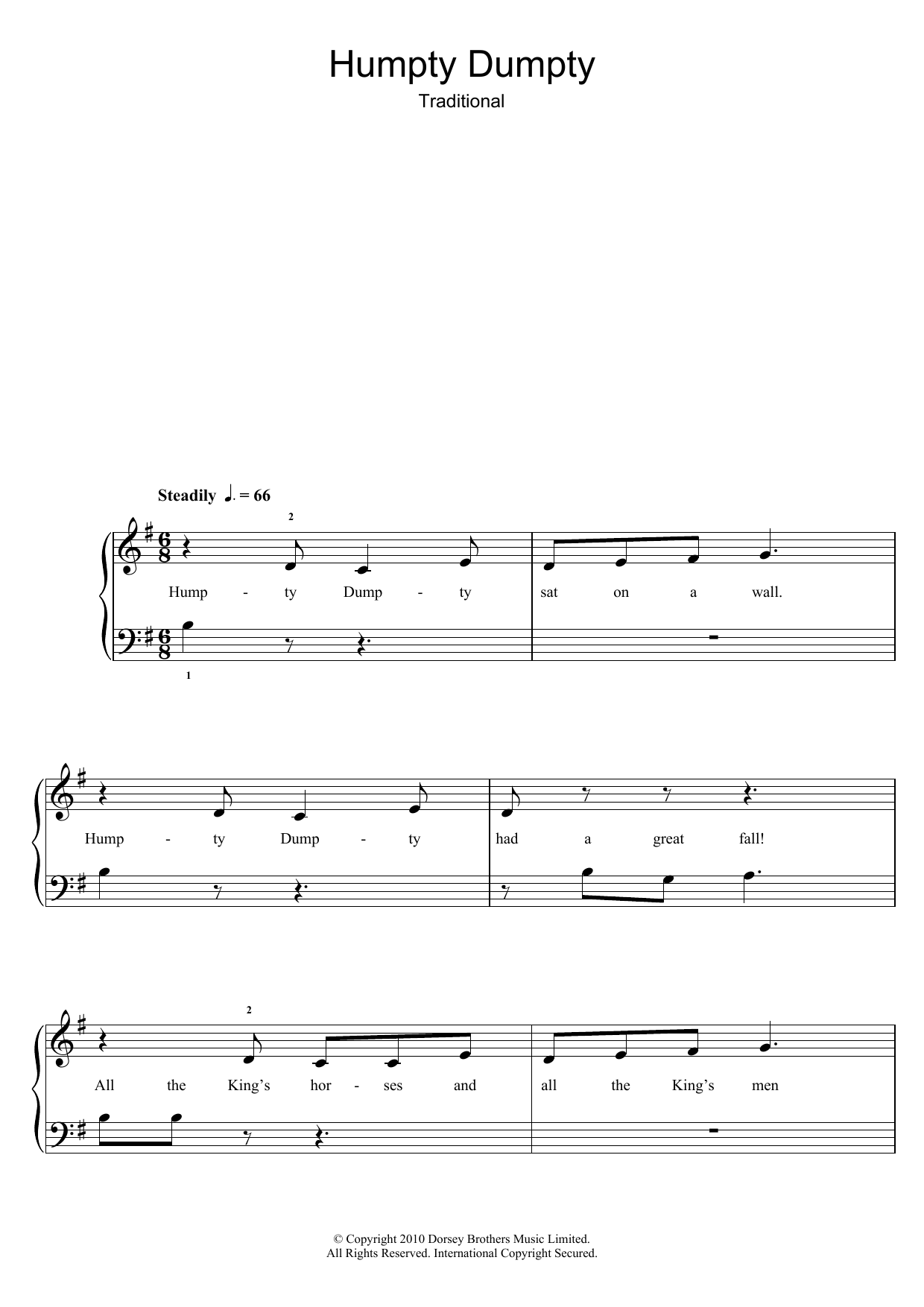 Produktgalerie: Seite 1 von 1 Humpty Dumpty, Traditional Nursery Rhyme, Klavier