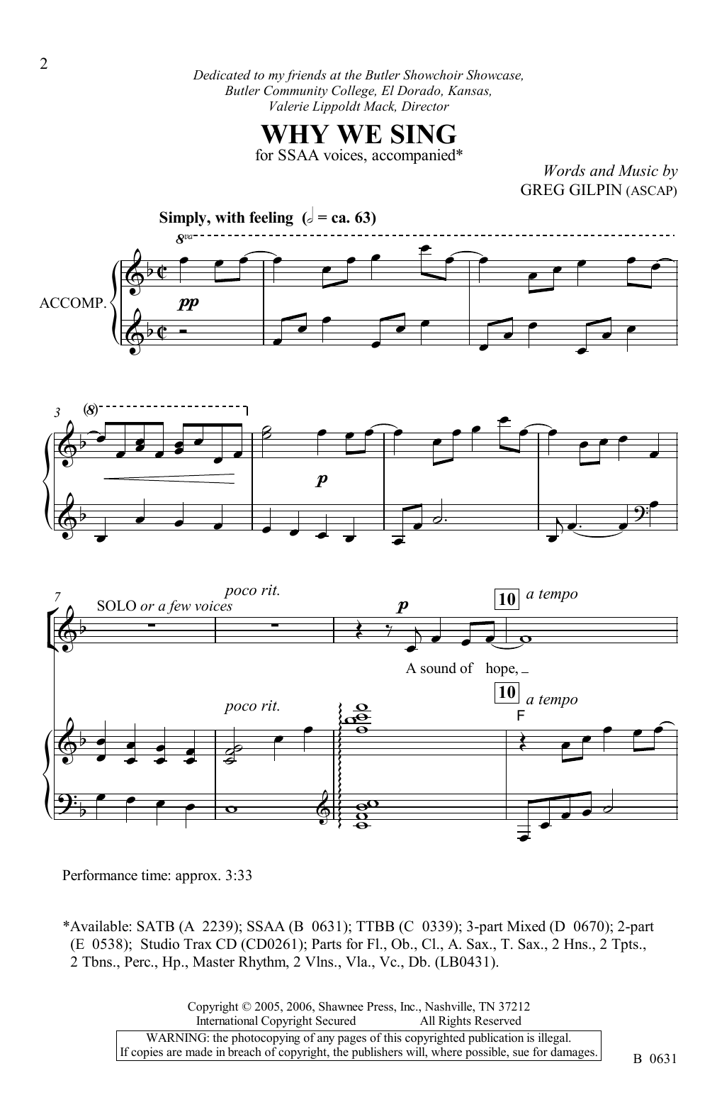 Product gallery: Page 1 of 1 Why We Sing, Greg Gilpin