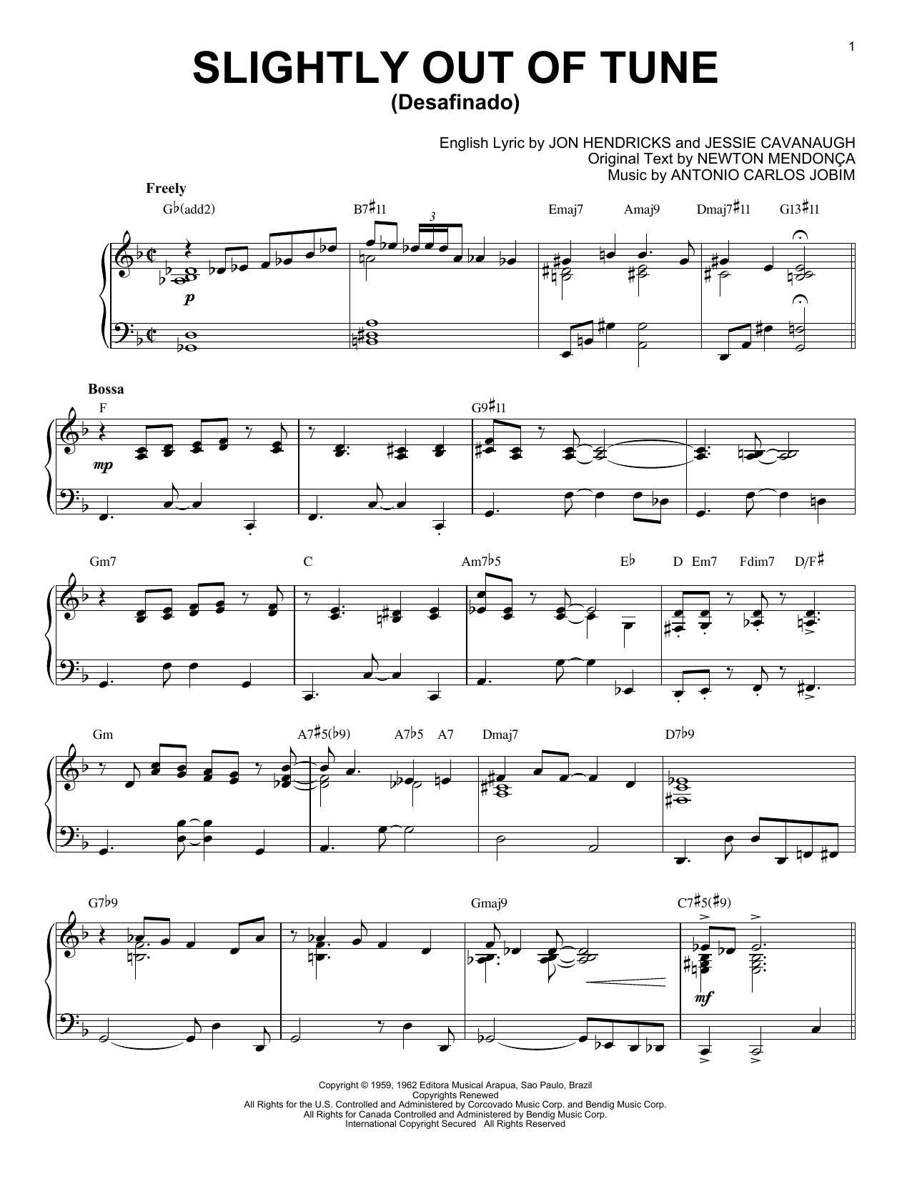 Product picture to: Slightly Out Of Tune (Desafinado) [Jazz version] (arr. Brent Edstrom)