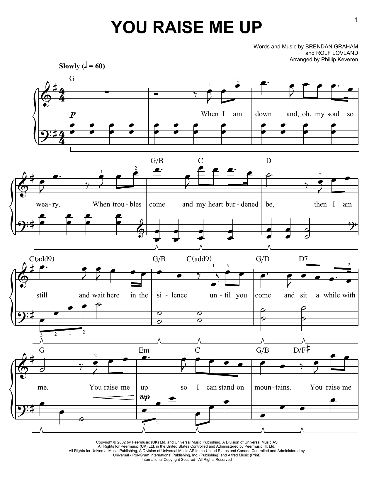 Produktgalerie: Seite 1 von 1 You Raise Me Up (arr. Phillip Keveren), Josh Groban, Klavier