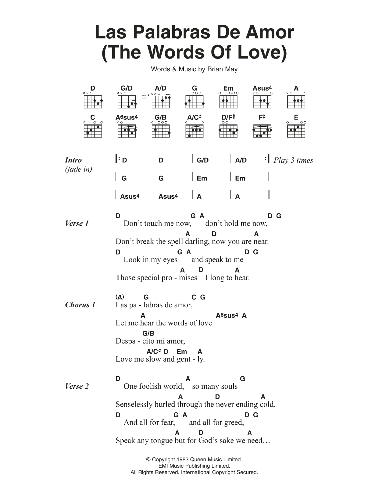 Produktgalerie: Seite 1 von 1 Las Palabras De Amor (The Words Of Love), Queen, Gitarre