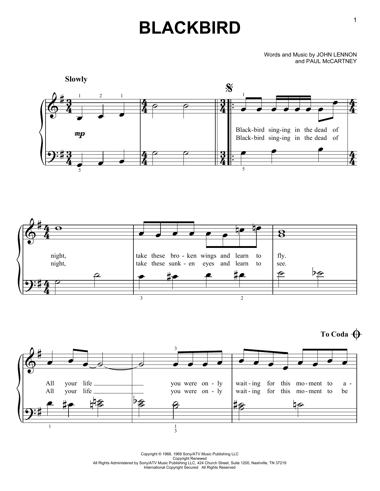 Produktgalerie: Seite 1 von 1 Blackbird, The Beatles, Klavier