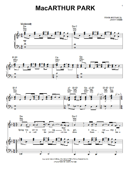 Produktgalerie: Seite 1 von 1 MacArthur Park, Donna Summer, Gesang, Gitarre, Klavier