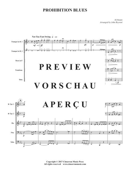 Produktgalerie: Seite 3 von 11 Prohibition Blues , , (Blechbläserquintett)