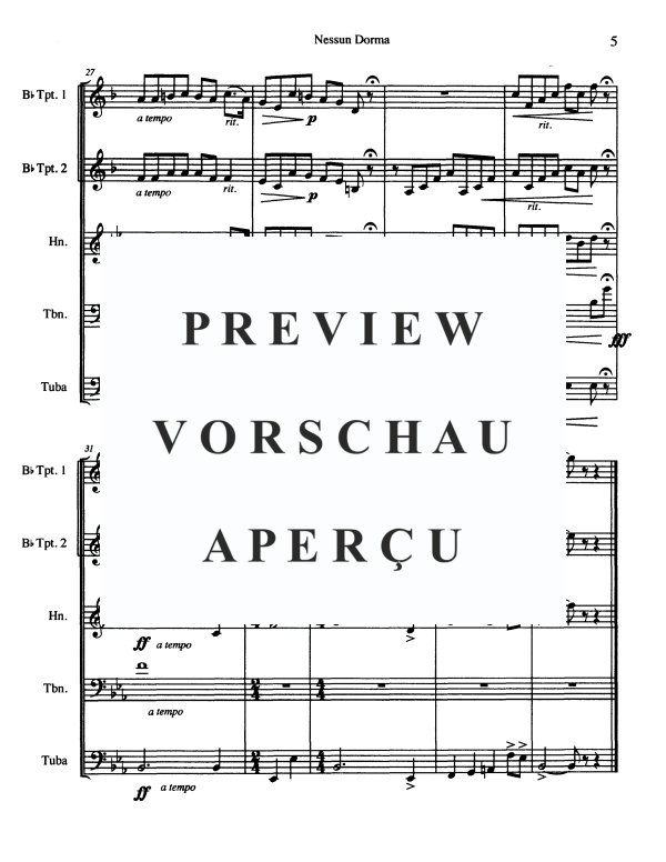 Product gallery: Page 7 of 11 Nessun Dorma, , Brass Quintet
