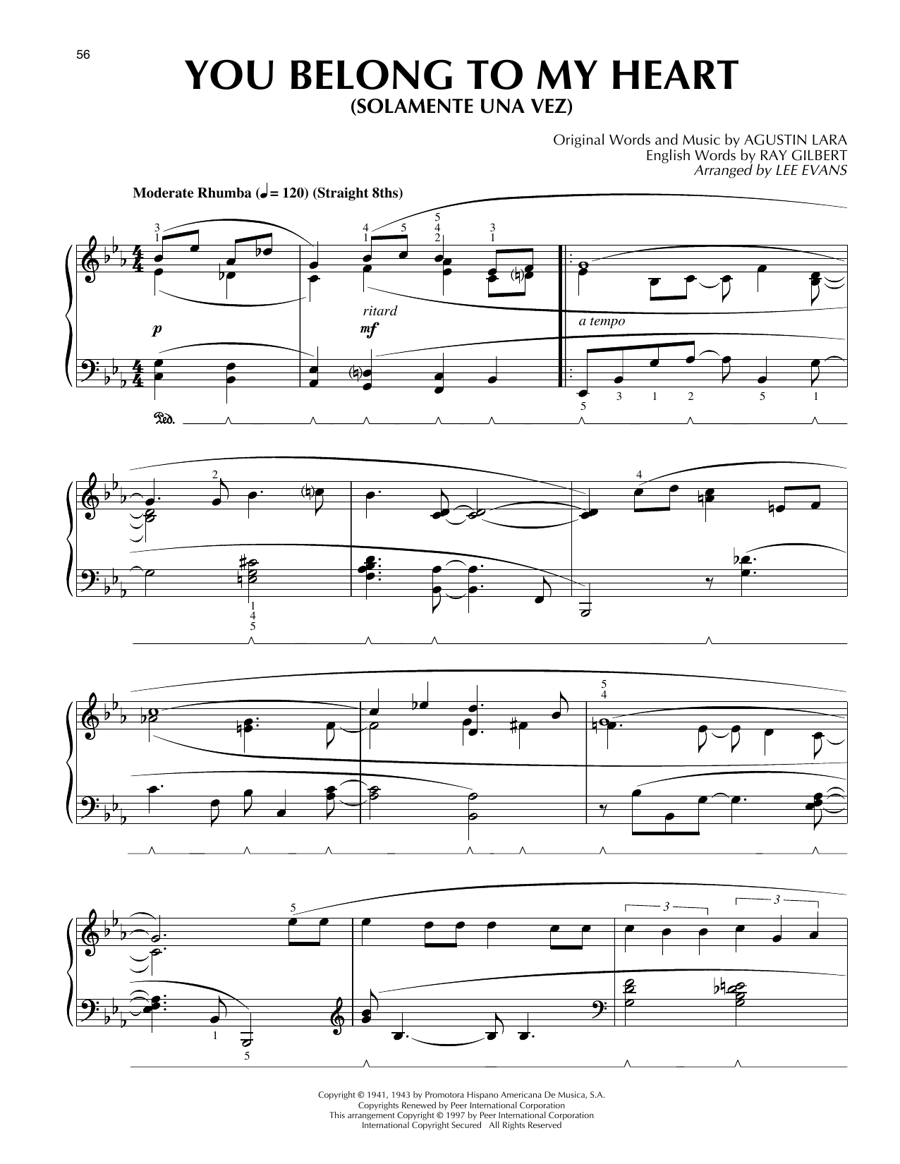 Product picture to: You Belong To My Heart (Solamente Una Vez) (arr. Lee Evans)