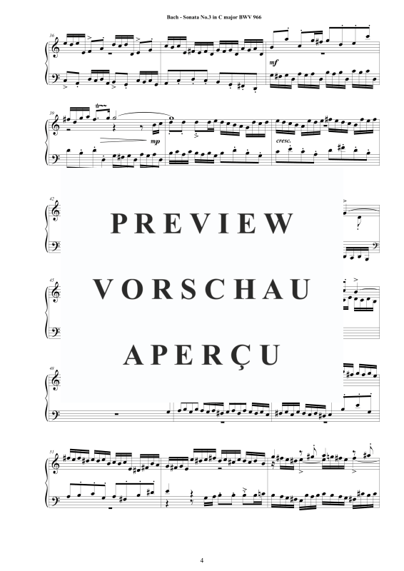 Produktgalerie: Seite 5 von 11 Sonate Nr. 3 in C-Dur BWV 966 - nach Johann Adam Reincken, , Cembalo/Klavier Solo