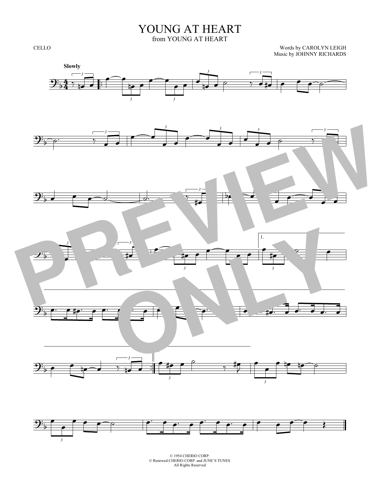 Produktgalerie: Seite 1 von 1 Young At Heart, Carolyn Leigh, Violoncello