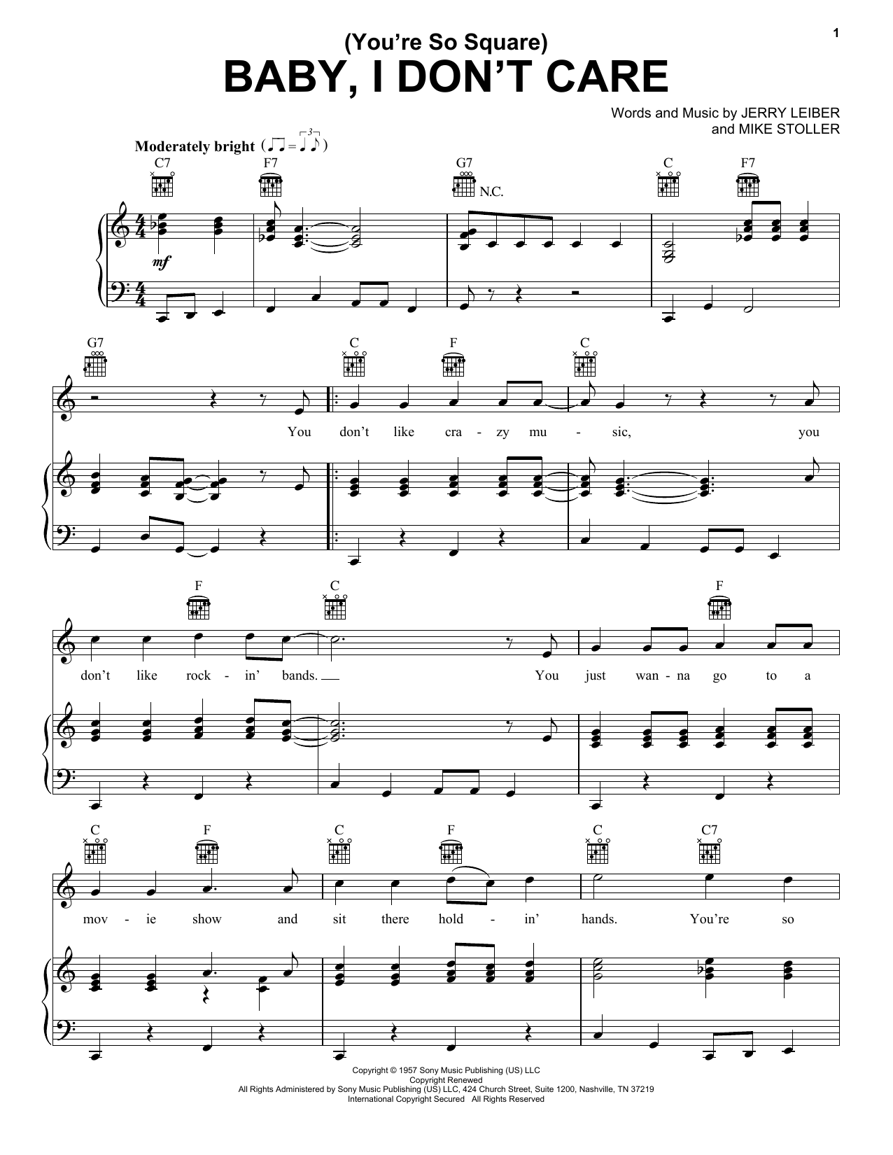 Produktgalerie: Seite 1 von 1 (You're So Square) Baby, I Don't Care, Elvis Presley, Gesang, Gitarre, Klavier