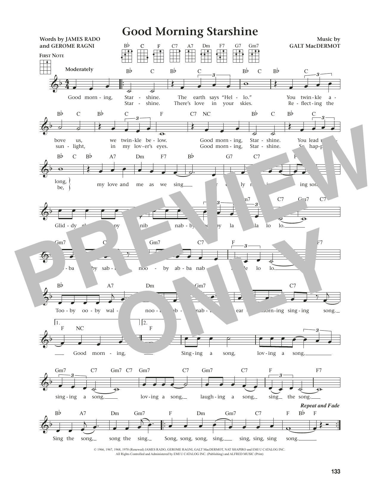 Produktgalerie: Seite 1 von 1 Good Morning Starshine (from The Daily Ukulele) (arr. Jim Beloff), James Rado, Ukulele