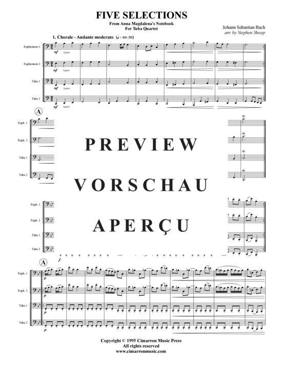 Product gallery: Page 2 of 16 Auswahl aus Notenbüchlein für Magdalena , , (Tuba Quartet: 2x Baritone, 2xTuba)