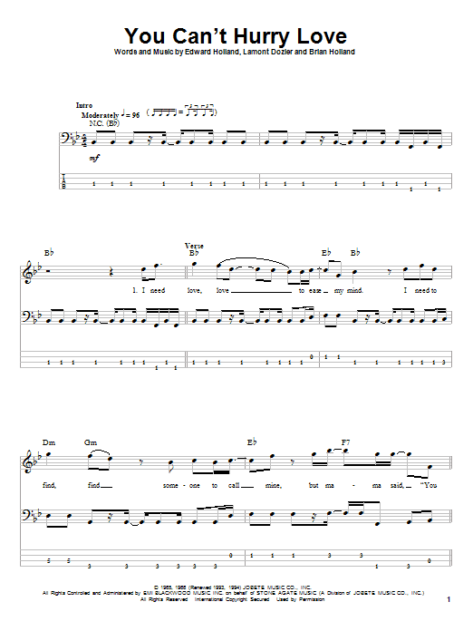 Produktgalerie: Seite 1 von 1 You Can't Hurry Love, The Supremes, E-Bass