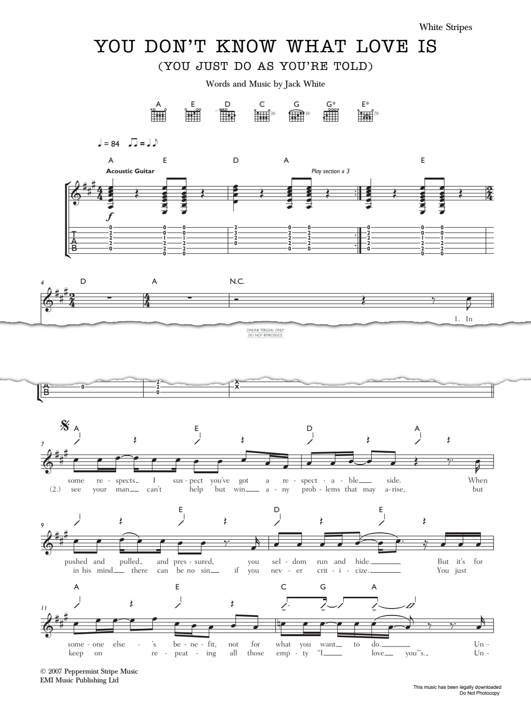 Product gallery: Page 1 of 1 You Don't Know What Love Is (You Just Do As You're Told), The White Stripes