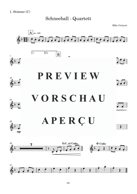 gallery: Schneeball-Quartett, , Flexibles Quartett Stimmen in C, B, Es, F und C Bass