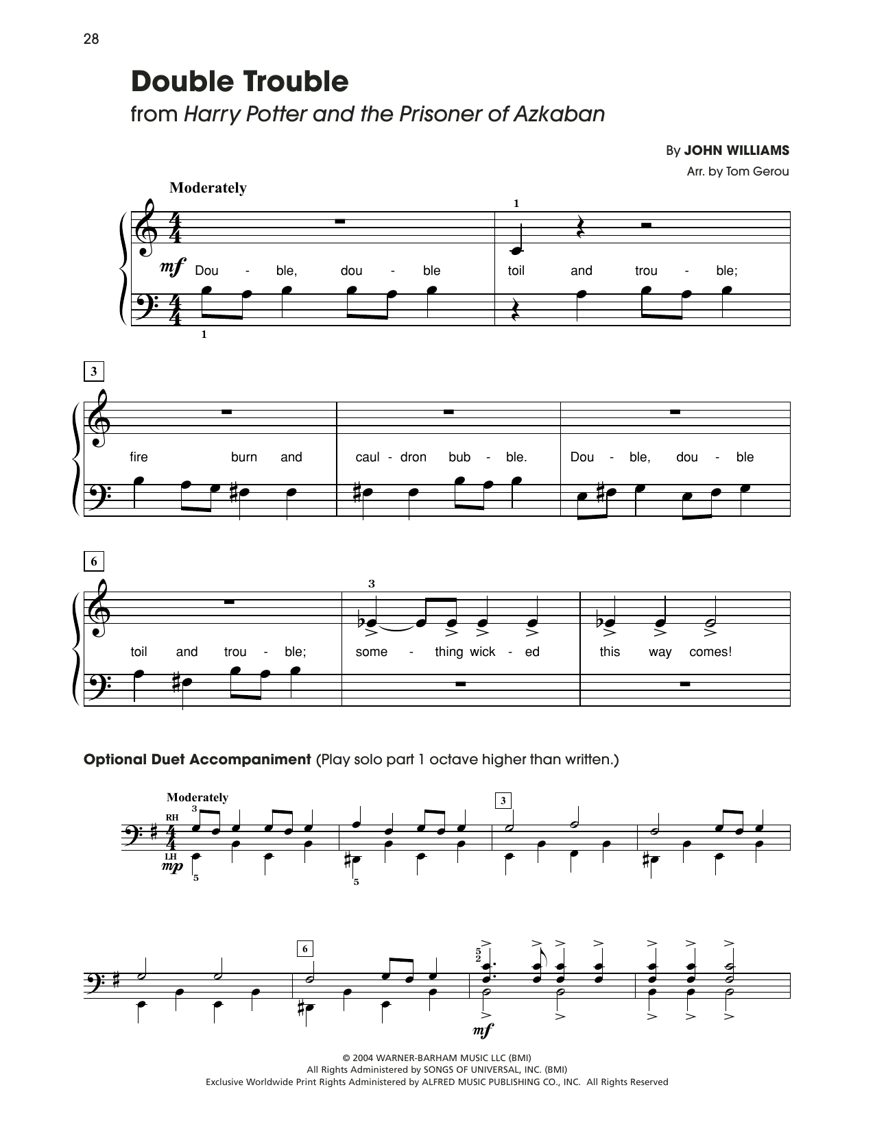 Produktgalerie: Seite 1 von 1 Double Trouble (from Harry Potter) (arr. Tom Gerou), John Williams, Klavier