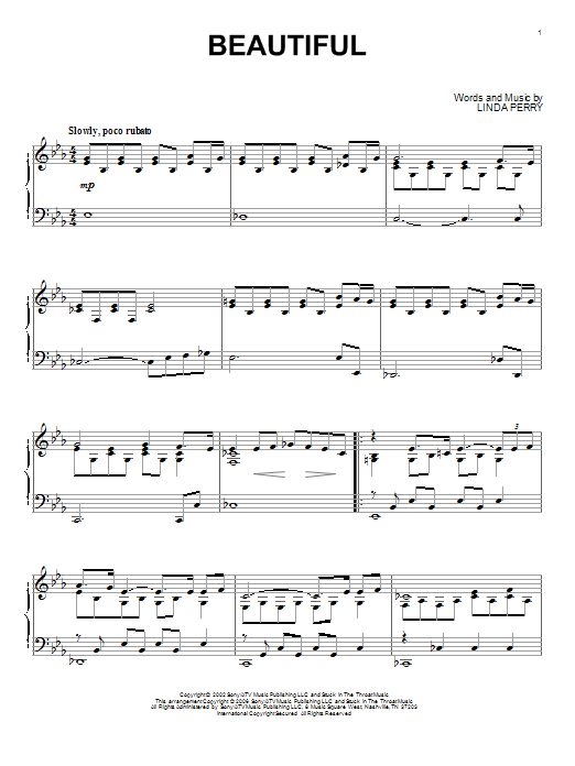 Produktgalerie: Seite 1 von 1 Beautiful, Christina Aguilera, Klavier
