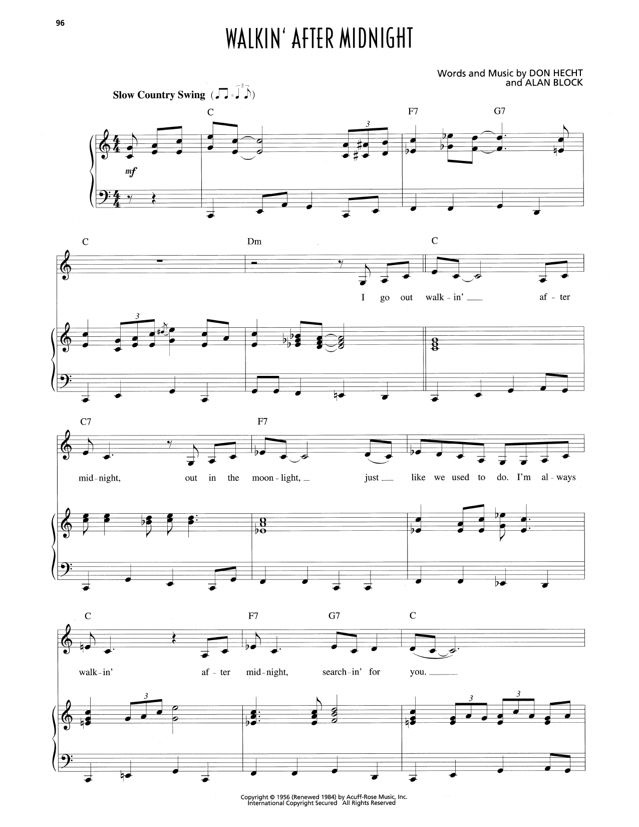 Produktgalerie: Seite 1 von 1 Walkin' After Midnight, Patsy Cline, Gesang, Klavier