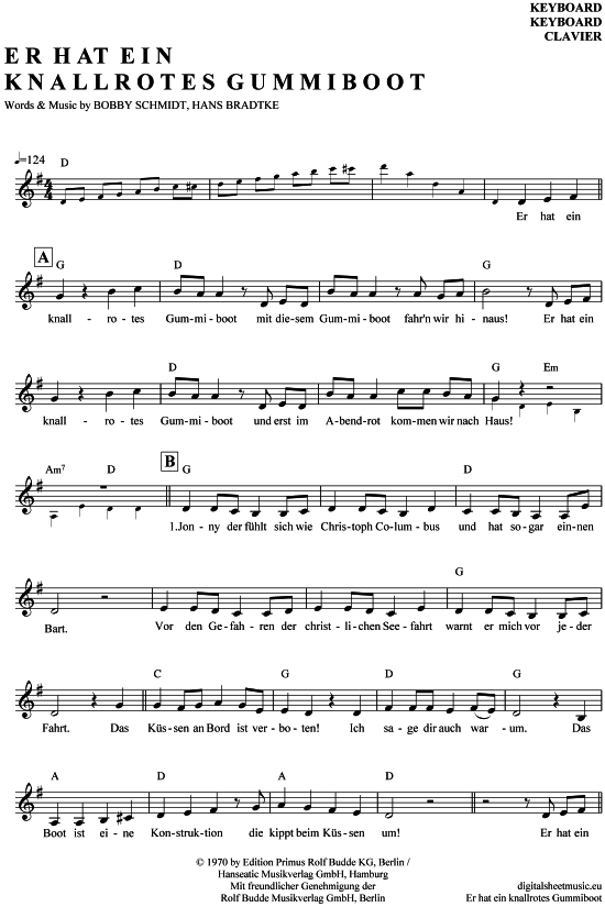 Product gallery: Page 1 of 4 Er hat ein knallrotes Gummiboot , Myhre, Wencke, (Keyboard)