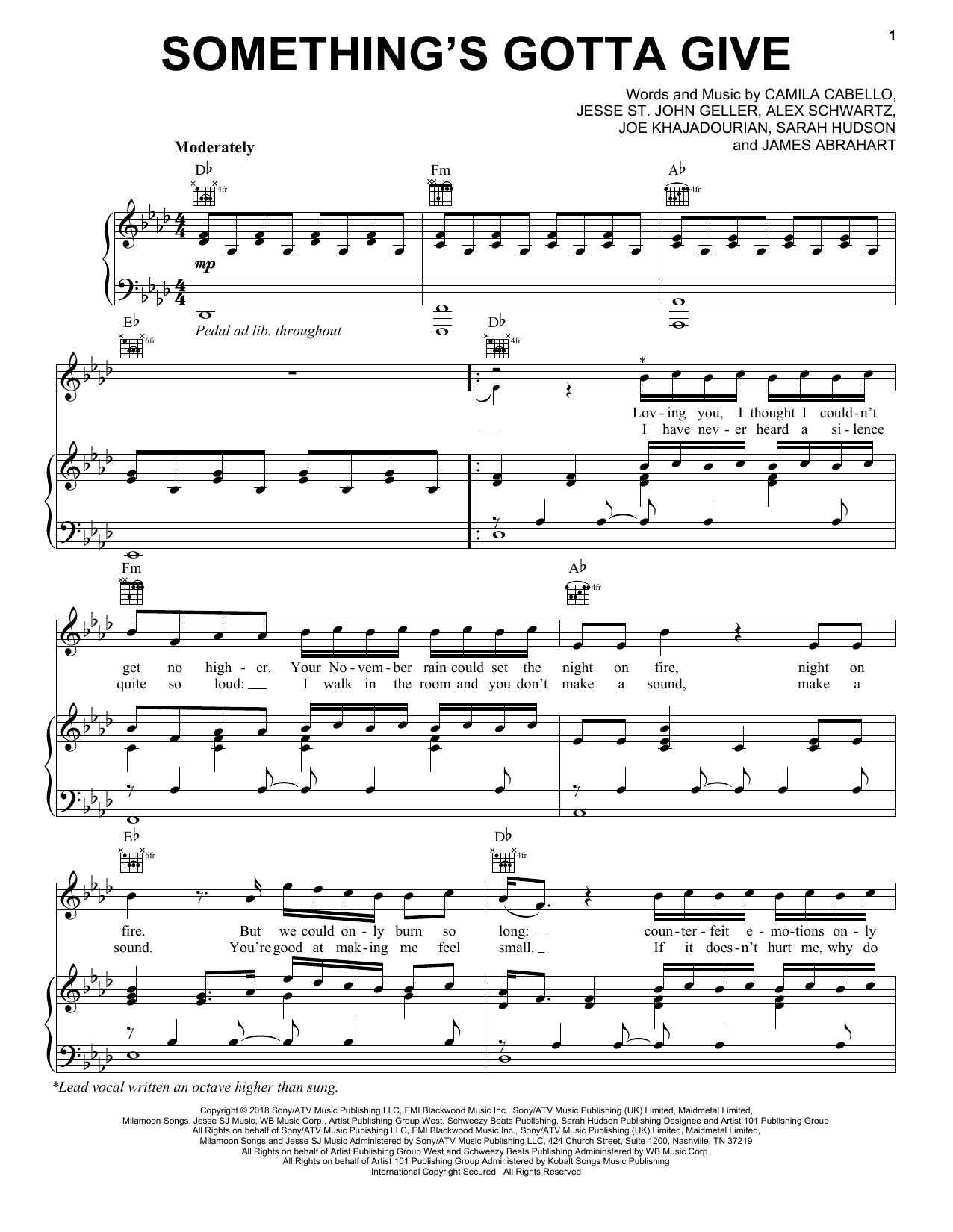 Produktgalerie: Seite 1 von 1 Something's Gotta Give, Camila Cabello, Gesang, Gitarre, Klavier