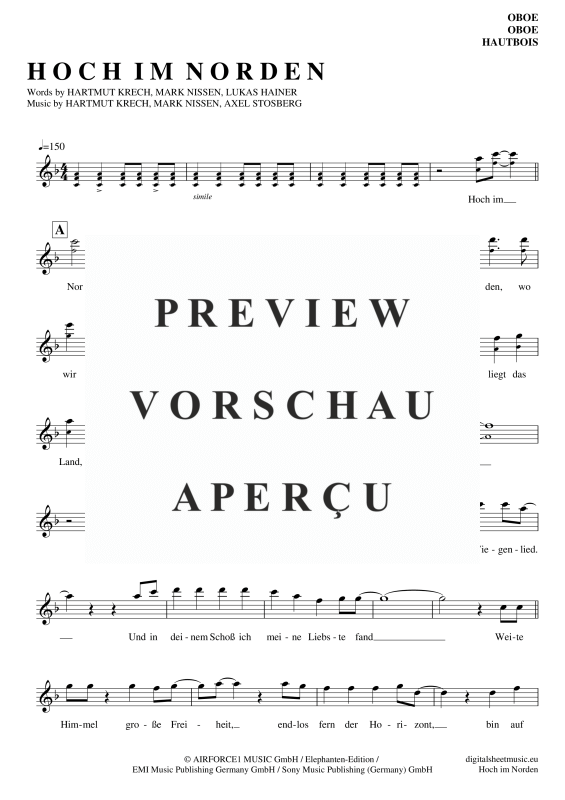 Produktgalerie: Seite 2 von 4 Hoch Im Norden, Santiano, (Oboe)