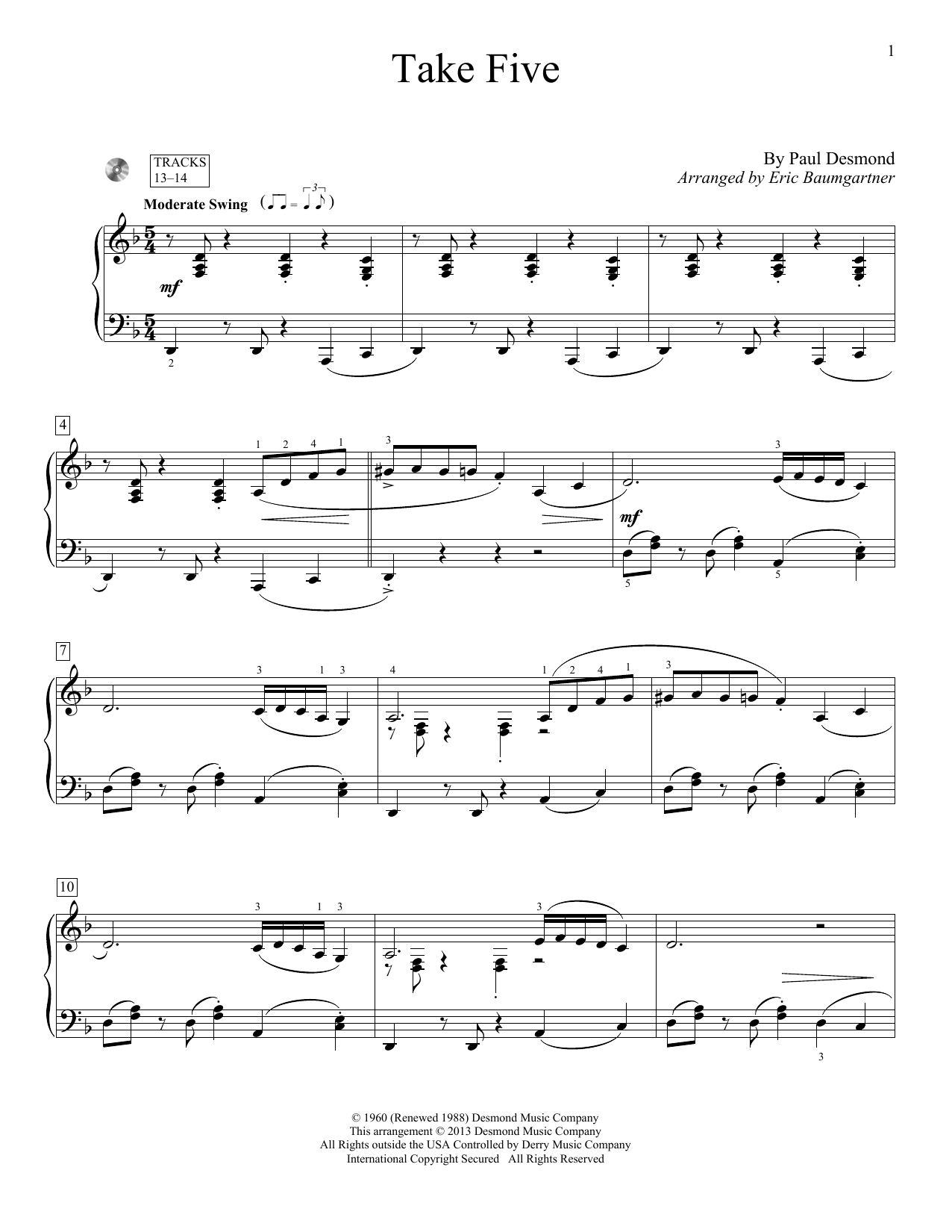 Product picture to: Take Five (arr. Eric Baumgartner)